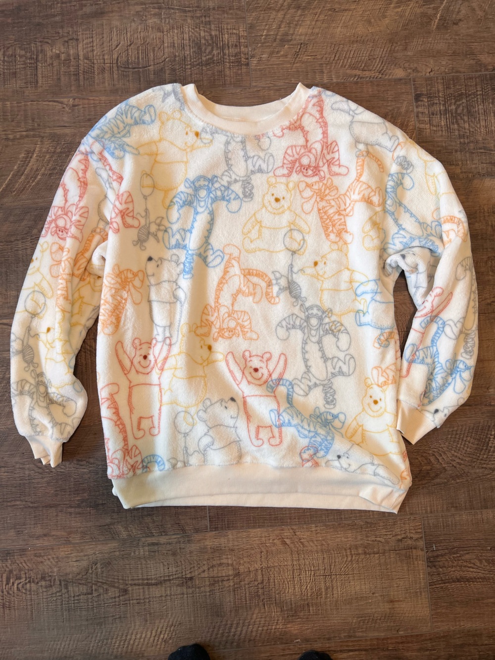 Disney Cream Fleece Sweater with Multicolor Character Outline